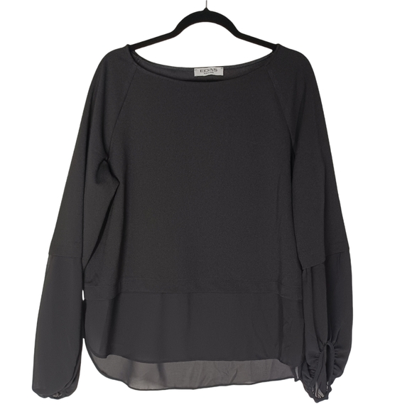 EDAS Italia Made In Italy Sheer Hem Bubble Long Sleeve Top 18 - Picture 1 of 8